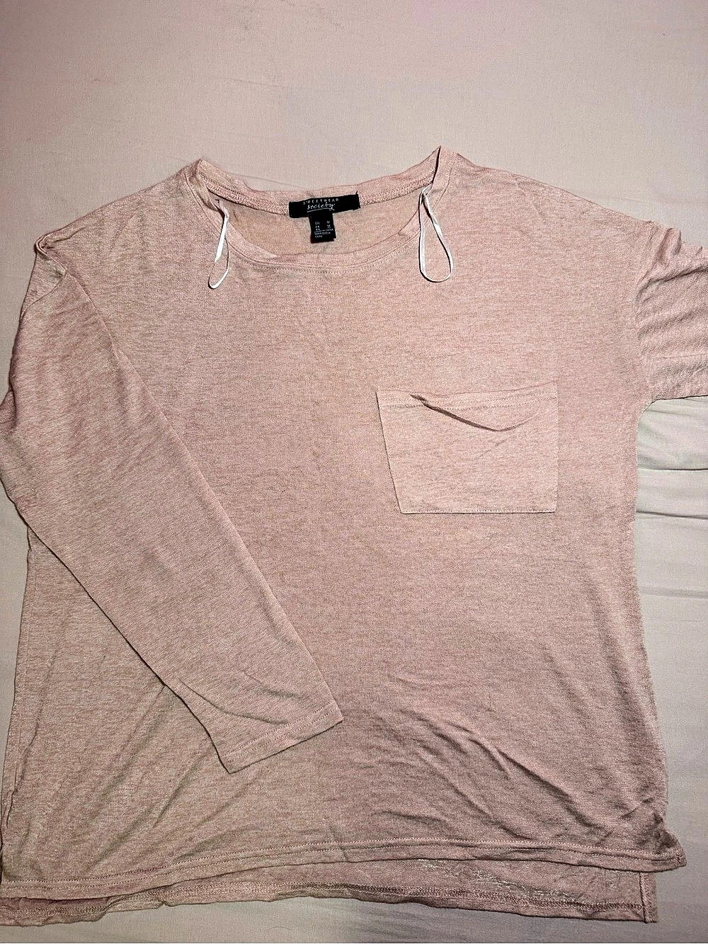 Streetwear Society Long Sleeve Pocket Tee in Pink Size Medium